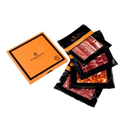 Caja Especial Surtido de embutidos ibéricos loncheados. De Bellota 100% ibéricos (4x100g)