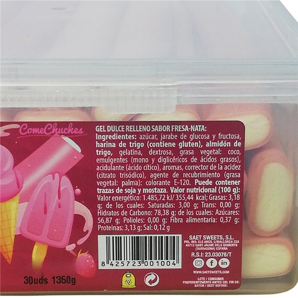 Boîte Chats 30 Unités Filins Fraise-Crème-lateral
