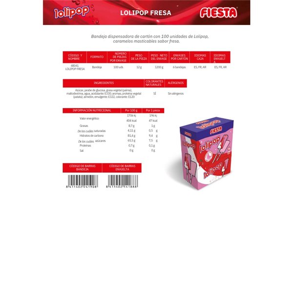 Strawberry Lollipop Box of 100 Units-lateral