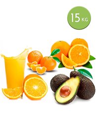 Caja Mixta 10 kg naranjas zumo, 3 kg. de mandarina y 2 kg. aguacates.