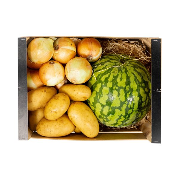 Gemischte Kiste mit Wassermelone, Kartoffel und Zwiebel - 12 kg.-detalle