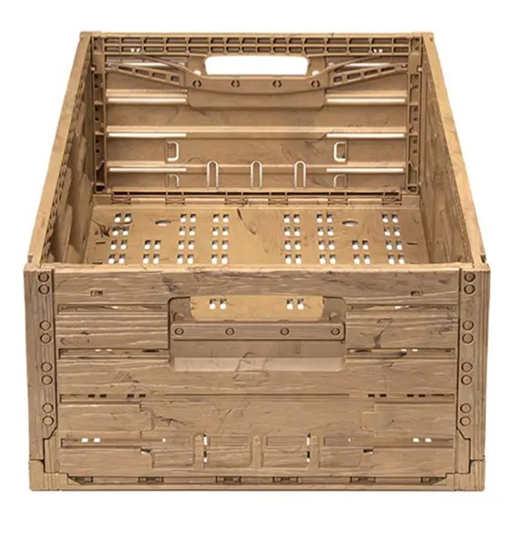 Caja plegable retornable efecto madera 60x40x21 cm-izquierda