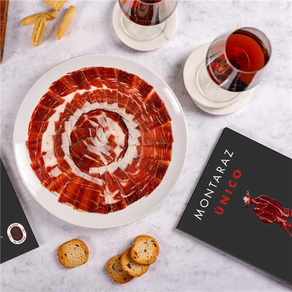 Caja Regalo Gourmet | 6 Loncheados de Paleta Ibérica 100% de Bellota Montaraz envasados al vacío (600gr) de Salamanca | 100% Natural sin conservantes | Caja Gourmet para regalar-lateral