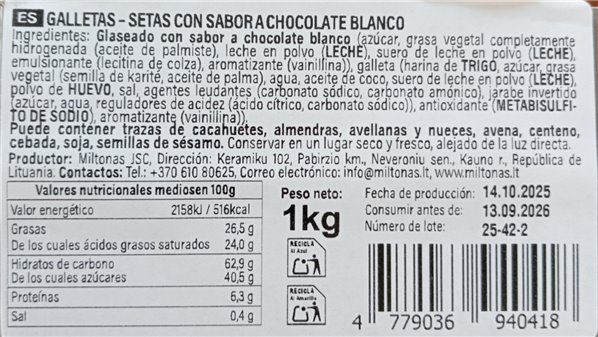 Caja Setitas de chocolate blanco 1 kilo-lateral