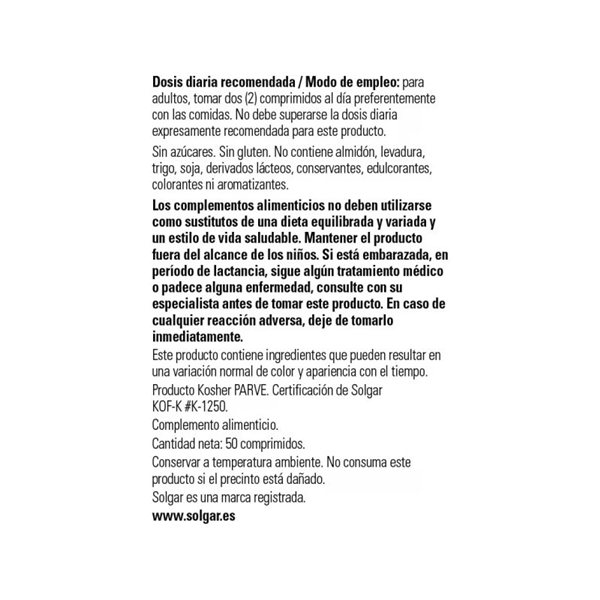 Calcium et Magnésium Citrate 50 comprimés Solgar-detalle