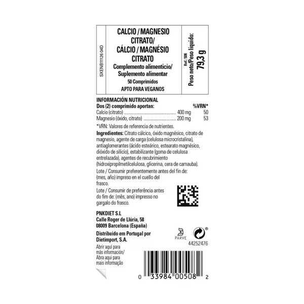 Calcium et Magnésium Citrate 50 comprimés Solgar-lateral