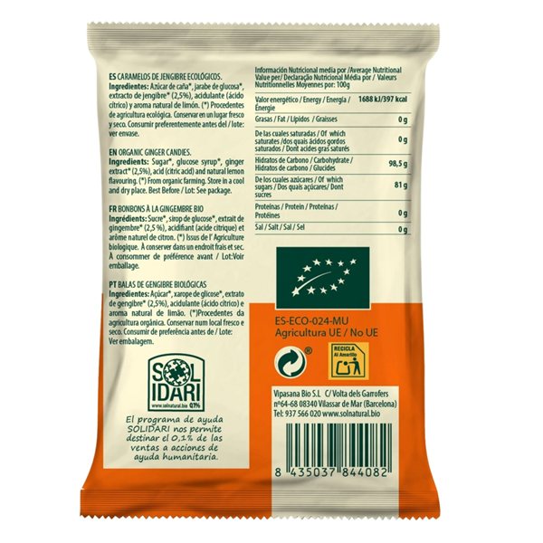 Caramelos de Jengibre Bio 50g Sol Natural-detalle