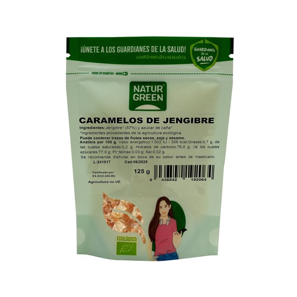 Bonbons de gingembre biologiques 125g NaturGreen-izquierda