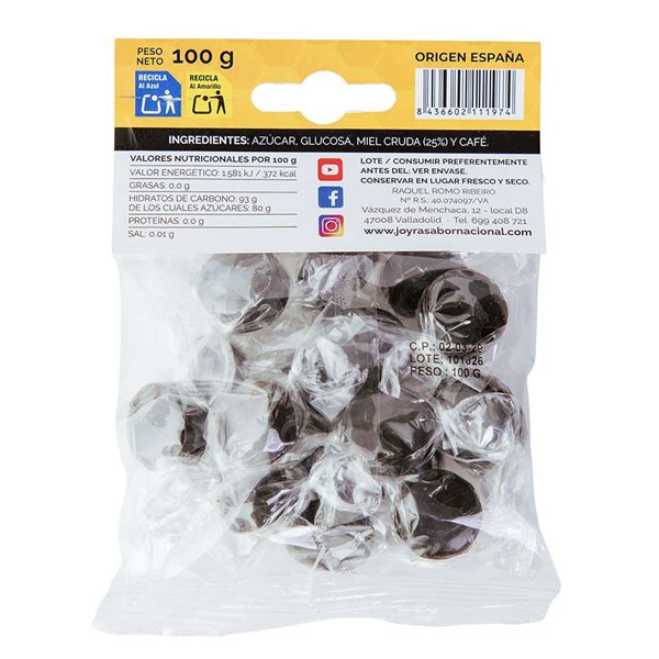 Honig- und Kaffee-Bonbons - 100 g.-detalle