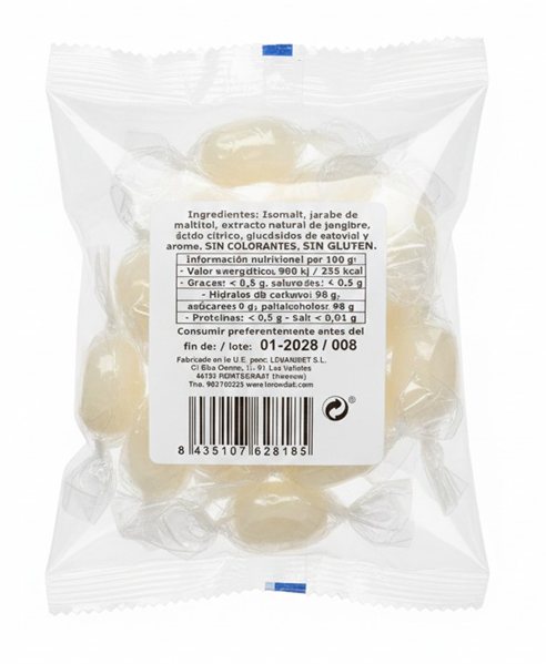 Bonbons au gingembre avec stévia 50 g-lateral