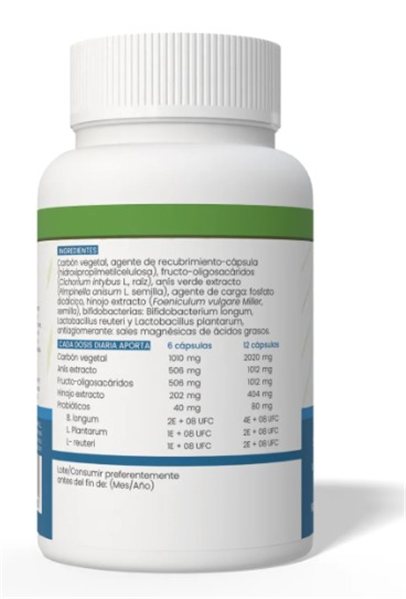 CARBON ACTIVADO CON PROBIOTICO 90 CAPS 550 MG-lateral