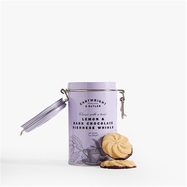 C&B TIN LEMON & DARK CHOC VIENNESE WHIRLS-lateral