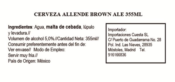 Allende Brown Ale Beer. 355 ml-lateral