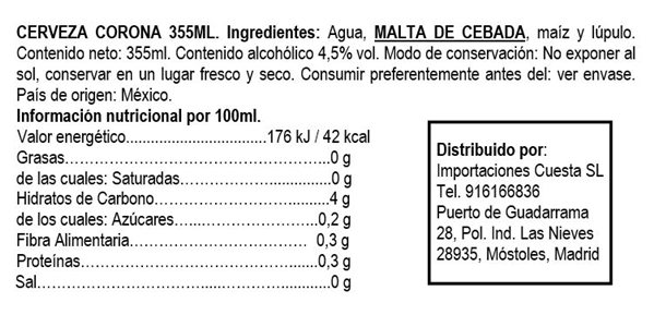 Corona Beer 355ml Pack of 6-detalle