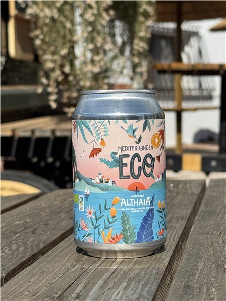 Cerveza ecológica artesana Lager Lata 33cl Althaia-detalle