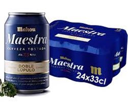 Bières Maestra Double Houblon de Mahou Pack de 24 canettes de 33cl.