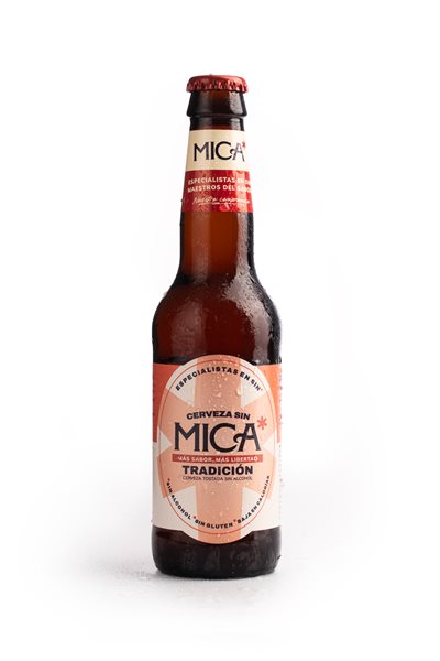 Cerveza Mica Tradición - Pack 12 x bot. 33 cl. Cerveza Tostada Sin Alcohol (0,4% alc. vol.), Sin Gluten, Sin Filtrar y Baja en Calorías.-detalle