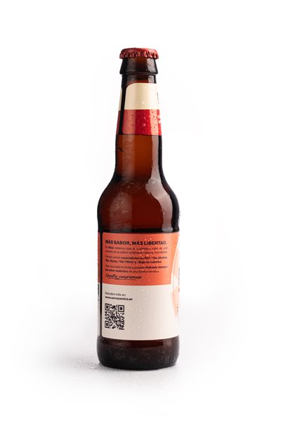 Cerveza Mica Tradición - Pack 12 x bot. 33 cl. Cerveza Tostada Sin Alcohol (0,4% alc. vol.), Sin Gluten, Sin Filtrar y Baja en Calorías.-trasera