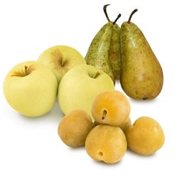 Cesta Ciruela Amarilla, Manzana Golden y Pera Conferencia 2Kg Ciruela Amarilla + 2Kg Manzanas Golden + 2kg Pera Conferencia