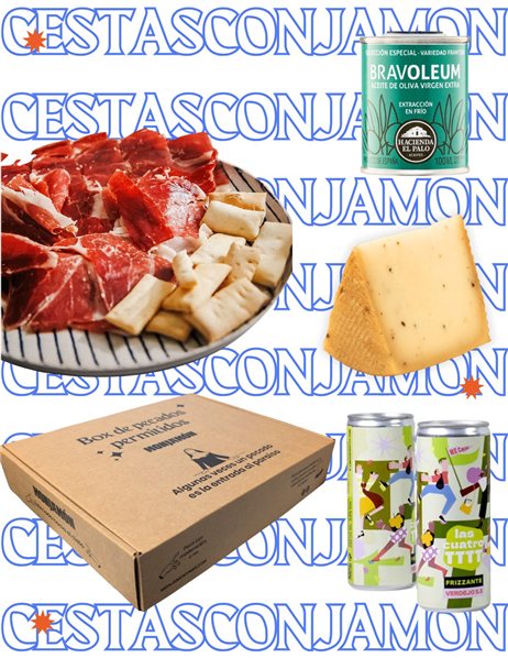 Cesta Caída del Cielo con Jamón de Bellota 100% Ibérico-lateral