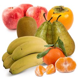 Panier de kiwi, pomme rouge, poire, bananes, mandarines et plaqueminier 7 kg