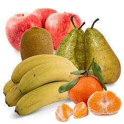 Panier de kiwi, pomme rouge, poire, bananes et mandarines 7 kg (1kg kiwis + 1kg pommes + 1kg poires + 1kg bananes + 3kg mandarines)