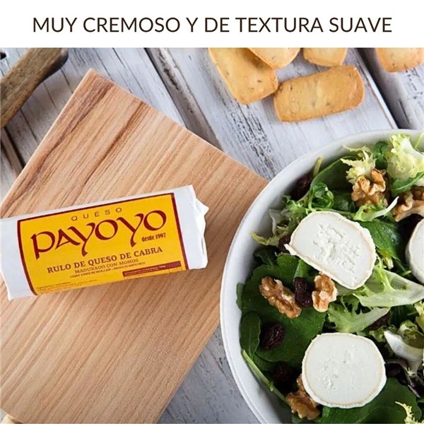 Cesta de Quesos Gourmet "Picoteo Payoyo" | Queso Semicurado Payoyo, Rulo de Cabra Payoyo y Crema de Queso para untar Payoyo | Queso Queso-izquierda