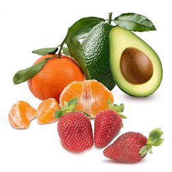 Strawberry, Tangerines, and Avocados Basket 1Kg Strawberries + 4Kg Tangerines + 1Kg Avocados