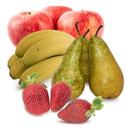 Strawberry, Apples, Conference Pears, and Bananas Basket 5Kg (1Kg Strawberries + 2Kg Apples + 1Kg Conference Pears + 1Kg Bananas)
