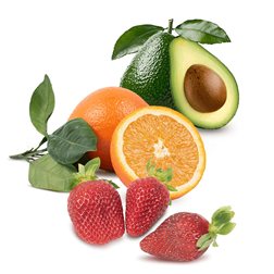 Strawberry Basket, Table Oranges, and Avocado 2kg Strawberries + 9kg Table Oranges + 1kg Avocado