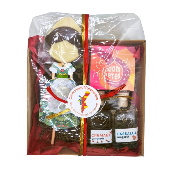 Gourmet fallera basket with alcohol.-trasera