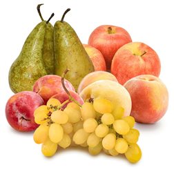 Panier Mini Raisin blanc, Prunes, Pommes, Poires et Pêches 5 kg (1 kg de raisin blanc + 1 kg de prunes + 1 kg de pommes + 1 kg de poires + 1 kg de pêches)
