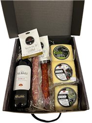 Coffret de Noël N° 3 Campollano Fromages, Charcuterie de chasse et Vin Rouge.