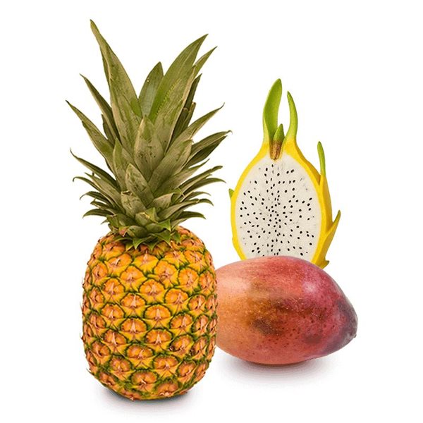 Panier Ananas, Mangues et Pitahaya-lateral
