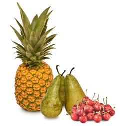 Cesta Piña, Peras y Cerezas 1 Piña + 1k Peras Conferencia +2Kg Cerezas