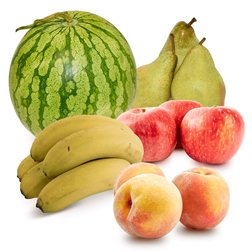 Fruit Basket Watermelon, Apples, Pears, Bananas, and Peaches 1 + 7Kg(1 Watermelon + 2Kg Peaches + 2Kg Apples + 2Kg Pears + 1Kg Bananas)