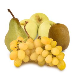 Panier de 6 kg de raisins blancs, de kiwis, de pommes Golden et de poires (1 kg de raisins blancs + 1 kg de kiwis + 2 kg de pommes + 2 kg de poires)