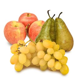 Cesta Uva blanca, Manzanas y Peras 6 kg (2kg uva blanca + 2kg Manzanas + 2kg peras)