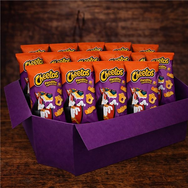 CHEETOS Pandilla Snack de Maïs Frit Saveur Fromage pour Fêtes et Événements, Sacs Individuels de 75 g, Pack de 15 (Avec ou Sans Cadeau)-izquierda
