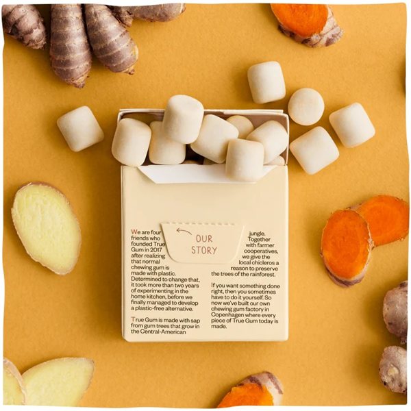 Zuckerfreier Ingwer- und Kurkuma-Kaugummi-lateral