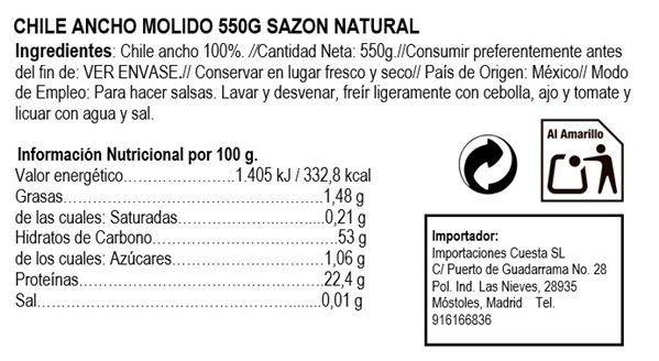 Chile Ancho molido 550gr-detalle