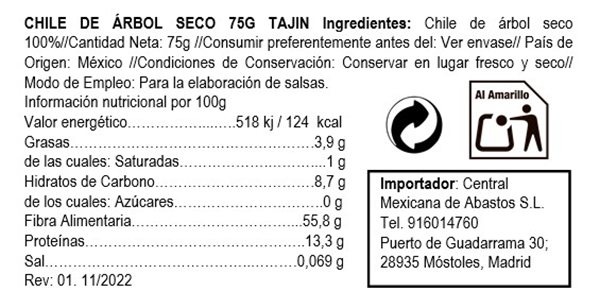 Chile Seco de Arbol 75gr Tajin 75gr-detalle