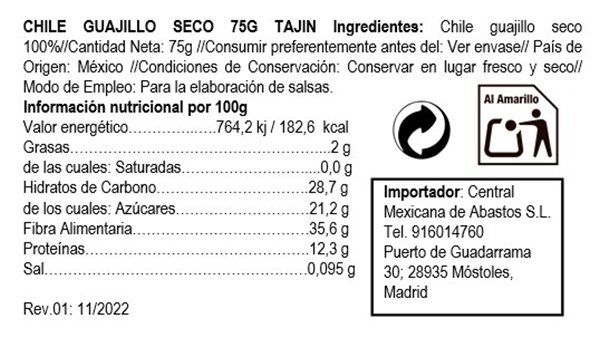 Chile Seco Guajillo 75gr Tajin 75gr-detalle