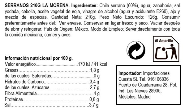 Chiles serranos 210 gr La Morena 210gr-detalle