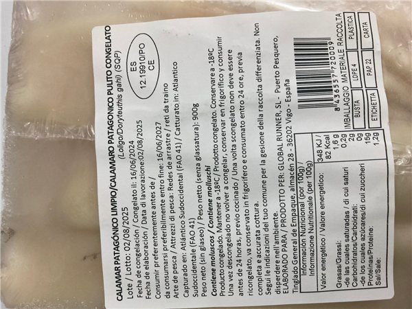 Calmar propre congelé de Patagonie-detalle