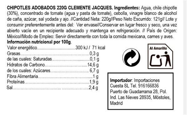 Adobo Chipotles Clemente 380g-detalle