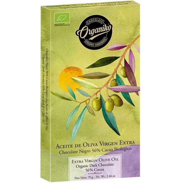 Choco Late Organiko Negro 56% con Aceite de Oliva 70gr.-detalle