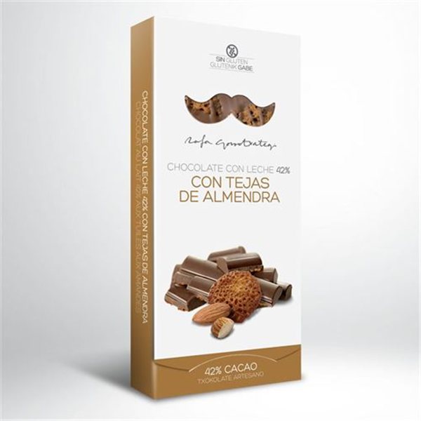 Chocolate con leche 42% con tejas de almendra, Rafa Gorrotxategi-lateral