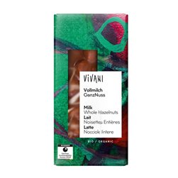 Organic Milk Chocolate with Whole Hazelnuts 100g Vivani