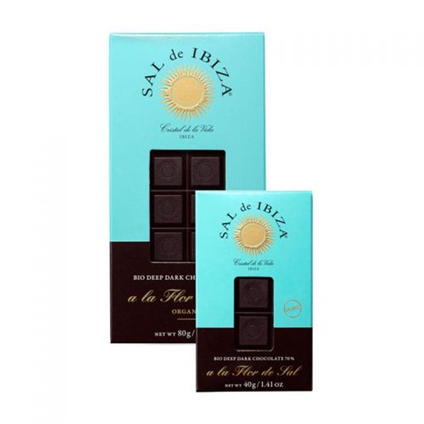 Chocolat noir 70% et Fleur de Sel, Sal de Ibiza-detalle